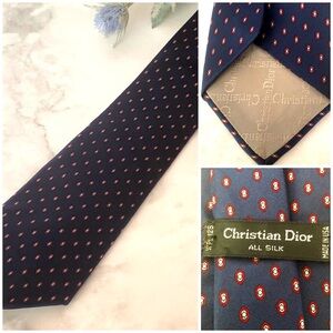 Christian Dior All Silk Classic Luxury Navy Blue Neck Tie